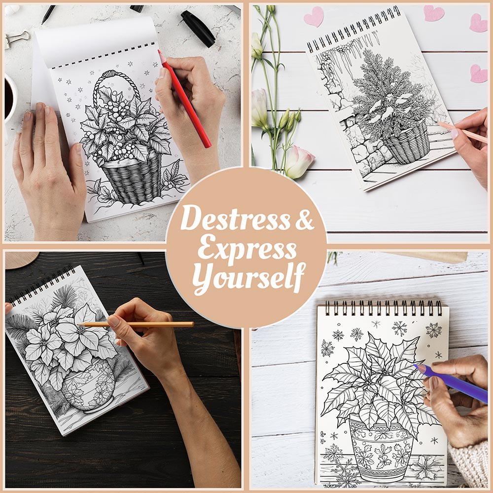 Netecom Winter Nature Coloring Book Spiral Bound For Adults