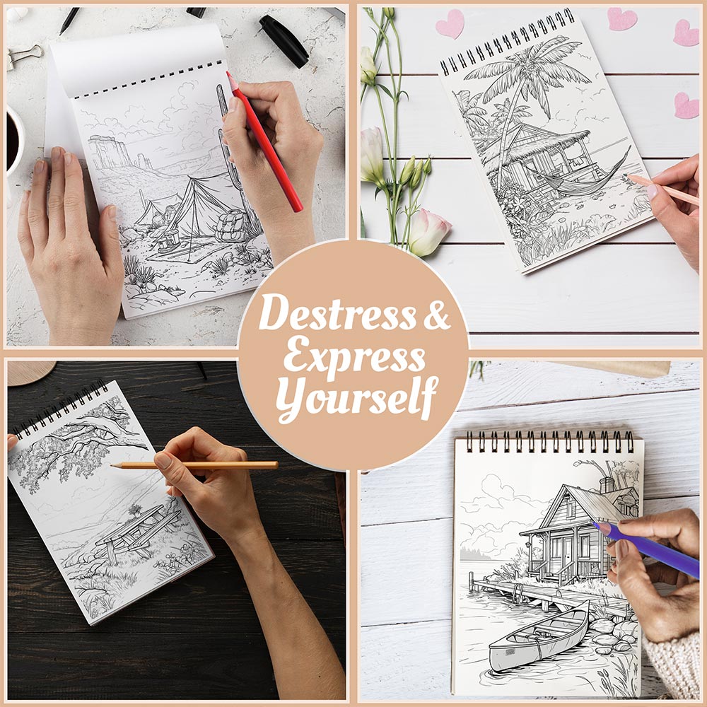 Amazing Holiday Destinations Coloring Book Spiral Bound For Adults