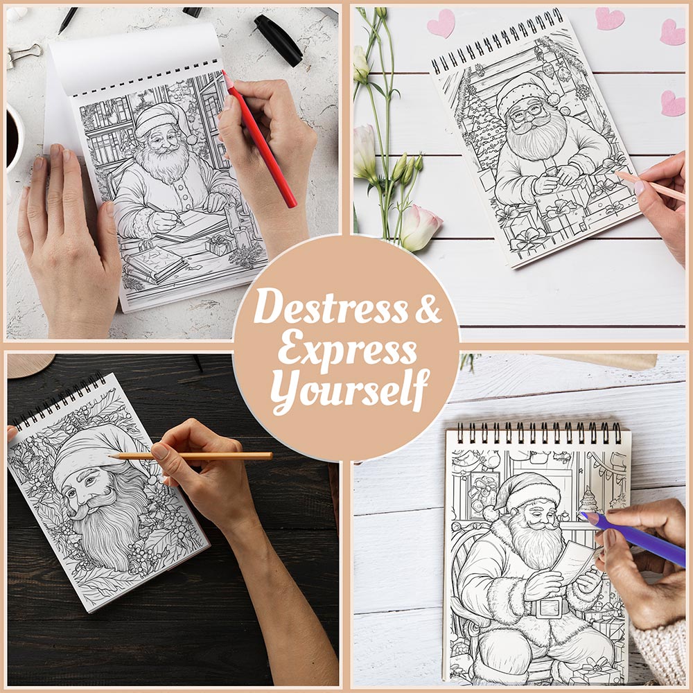 Netecom Santa Christmas Coloring Book Spiral Bound For Adults