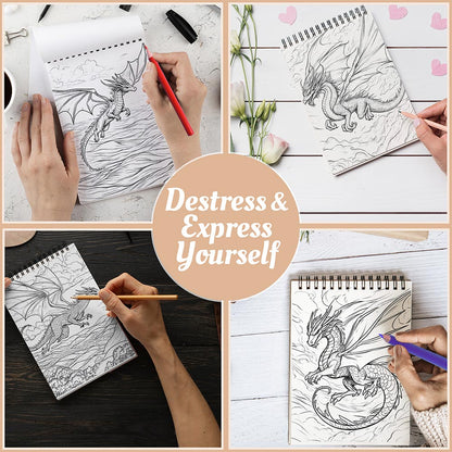 Netecom Wind Dragon Coloring Book Spiral Bound For Adults