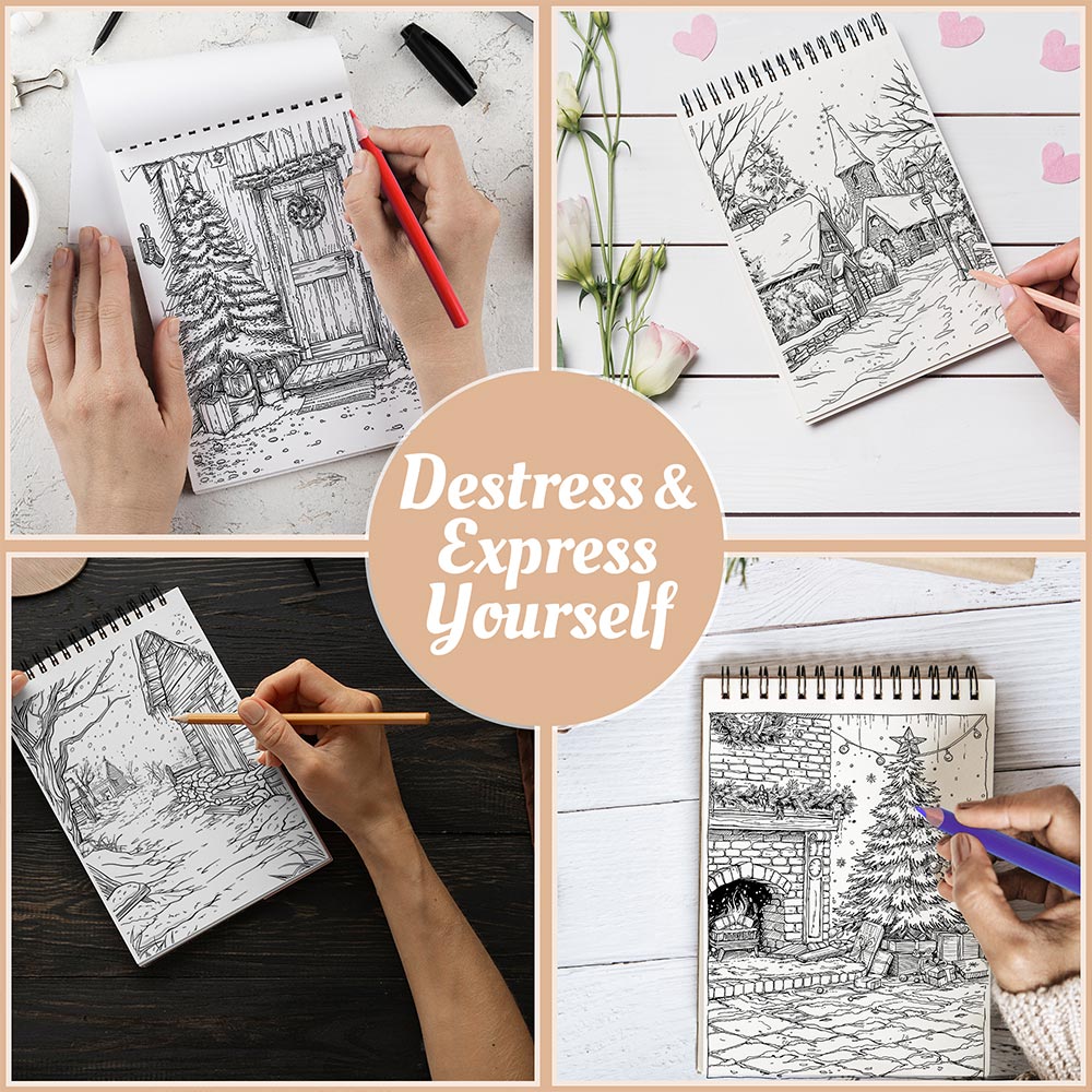 Christmas Coloring Book Spiral Bound For Adults