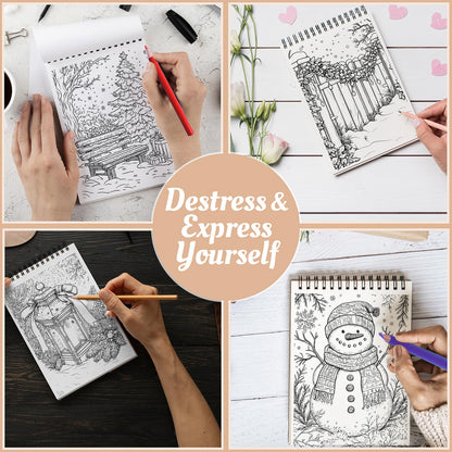 Netecom Christmas Charm Coloring Book Spiral Bound For Adults
