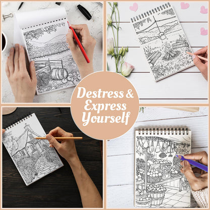 Netecom Country Coloring Book Spiral Bound For Adults
