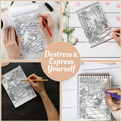 Netecom Zen Garden Coloring Book Spiral Bound For Adults