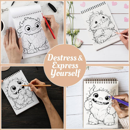 Netecom Fluffy Monster Coloring Book Spiral Bound For Adults