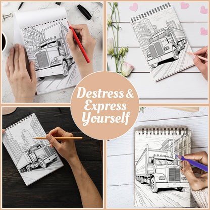 Semi Truck Coloring Book Spiral Bound For Adults