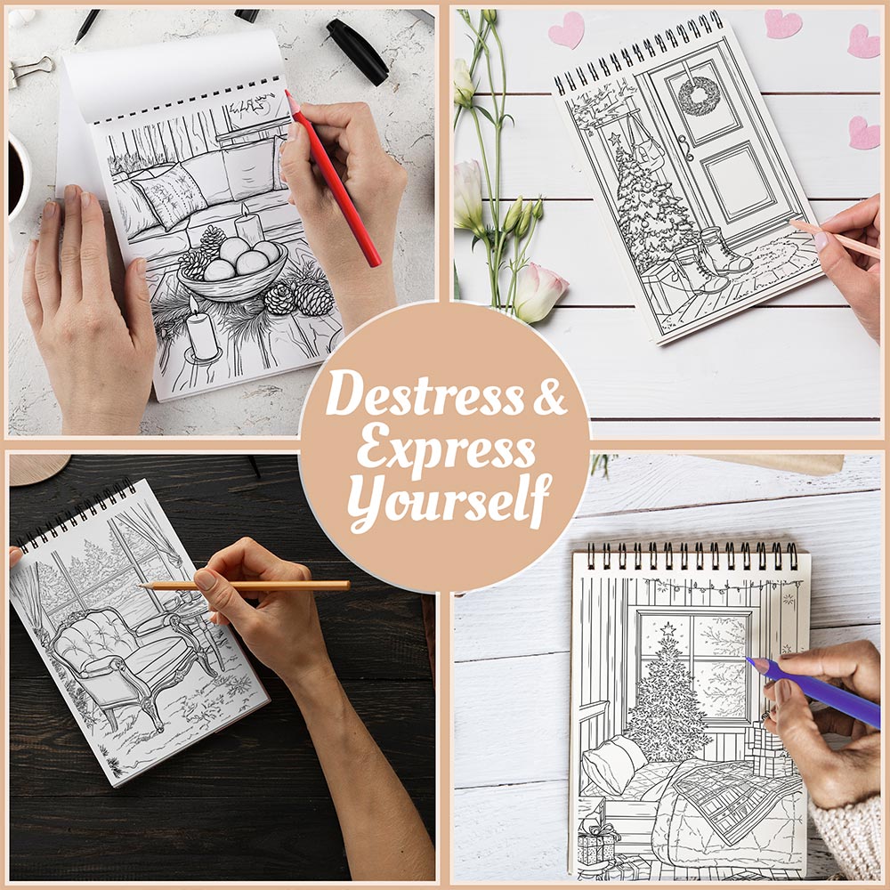Netecom Cozy Winter Coloring Book Spiral Bound For Adults