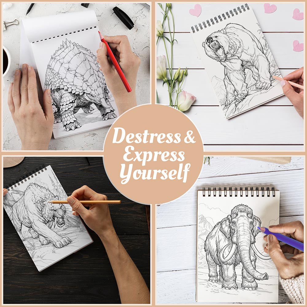 Netecom Glacial Era Animals Coloring Book Spiral Bound For Adults