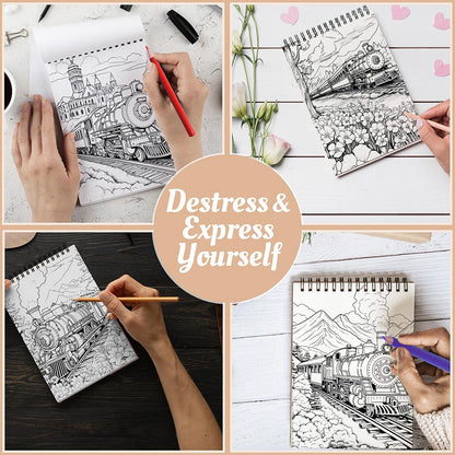 Netecom Enchanted Train Coloring Book Spiral Bound For Adults