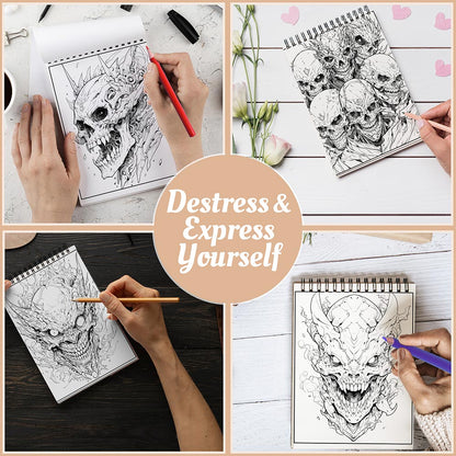 Netecom Dark Demon Horror Coloring Book Spiral Bound For Adults