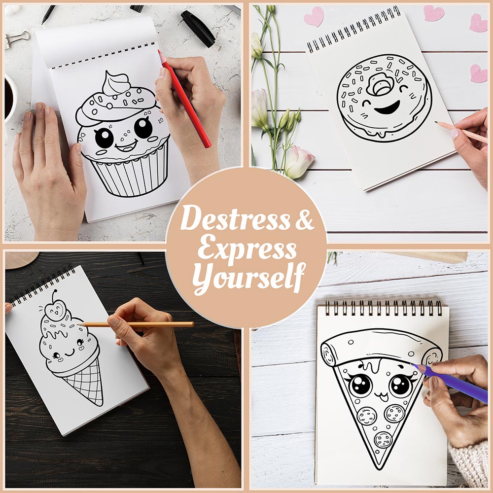 Netecom Kawaii Food Coloring Book Spiral Bound For Adults