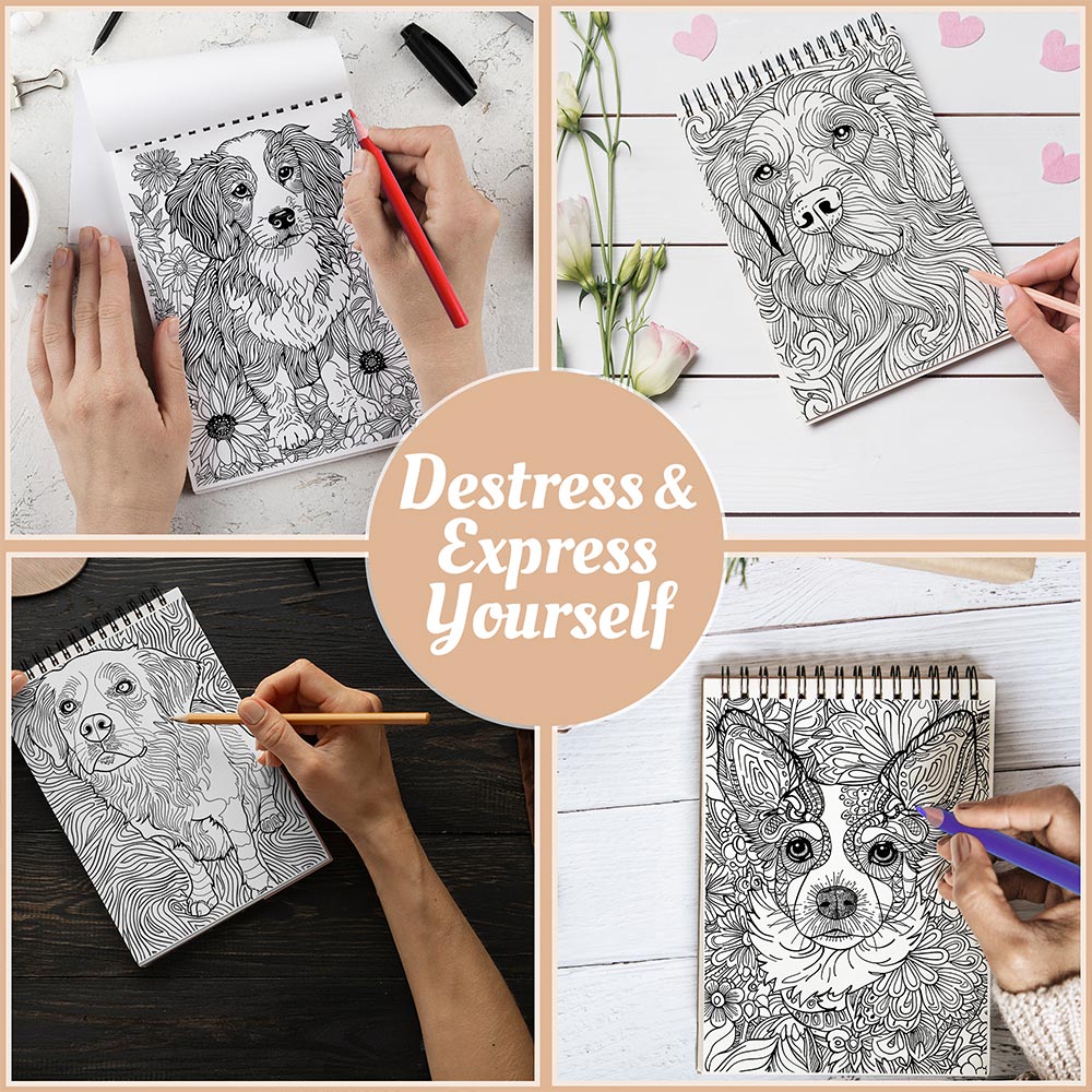 Netecom Amazing Dogs Coloring Book Spiral Bound For Adults