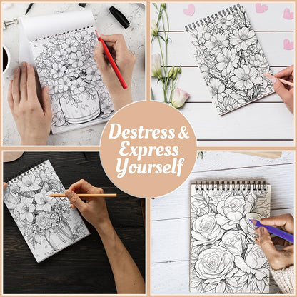 Netecom Floral Escape Coloring Book Spiral Bound For Adults