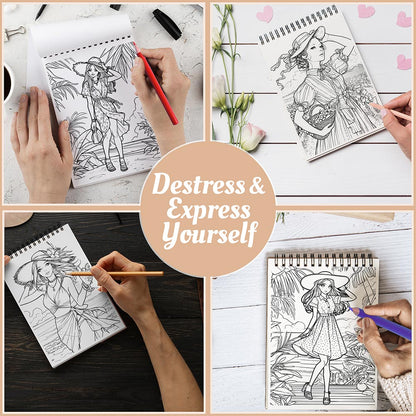 Netecom Summer Fashion Coloring Book Spiral Bound For Adults