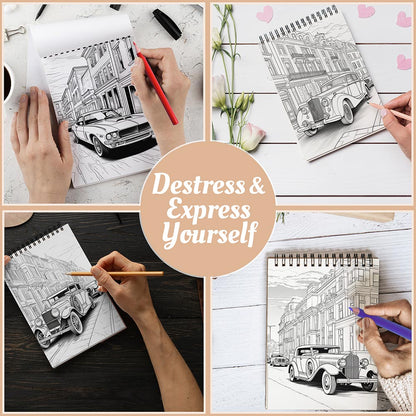 Luxury Cars Coloring Book Spiral Bound For Adults