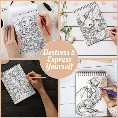 Adorable Fantasy Creatures Coloring Book Spiral Bound For Adults