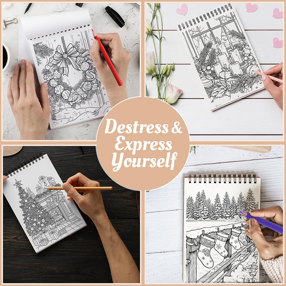 Netecom Creative Christmas Coloring Book Spiral Bound For Adults