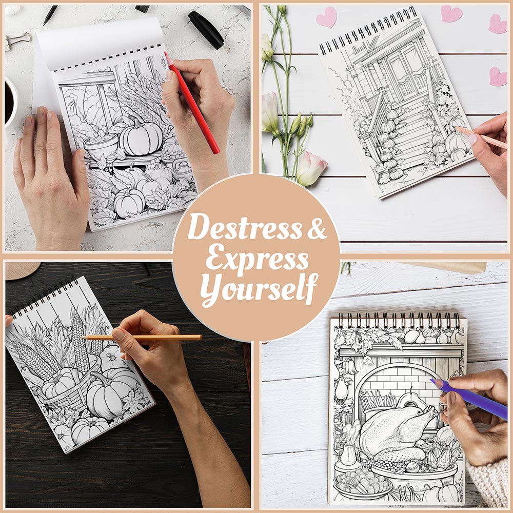 Netecom Thanksgiving Coloring Book Spiral Bound For Adults