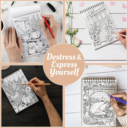 Netecom Thanksgiving Coloring Book Spiral Bound For Adults