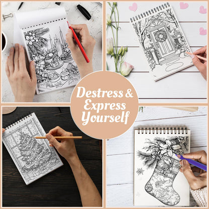 Netecom Christmas Charm Coloring Book Spiral Bound For Adults