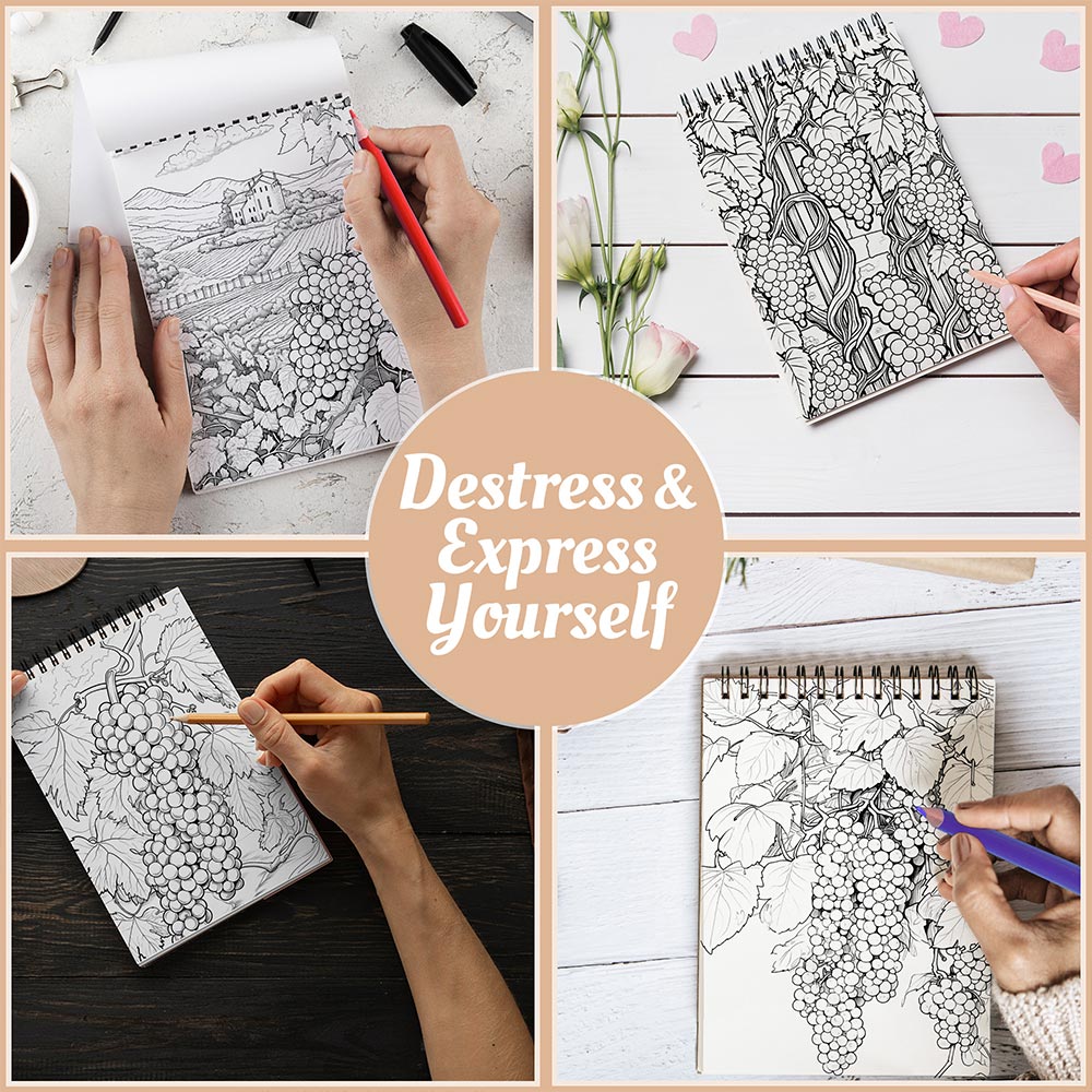 Spring Vineyards Coloring Book Spiral Bound For Adults