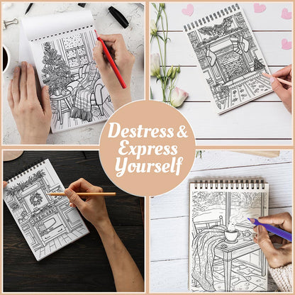 Netecom Cozy Christmas Coloring Book Spiral Bound For Adults