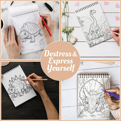 Netecom Herbivorous Dinosaurs Coloring Book Spiral Bound For Adults