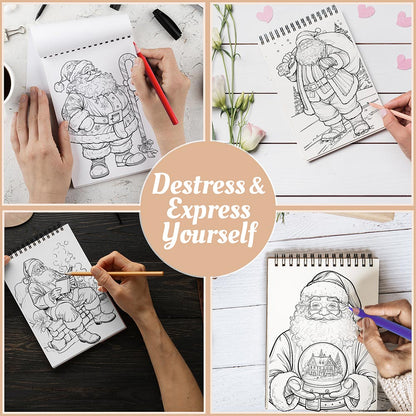 Netecom Santa Christmas Coloring Book Spiral Bound For Adults