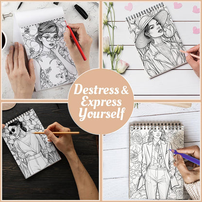 Modern Fashion Illustration Coloring Book Spiral Bound For Adults