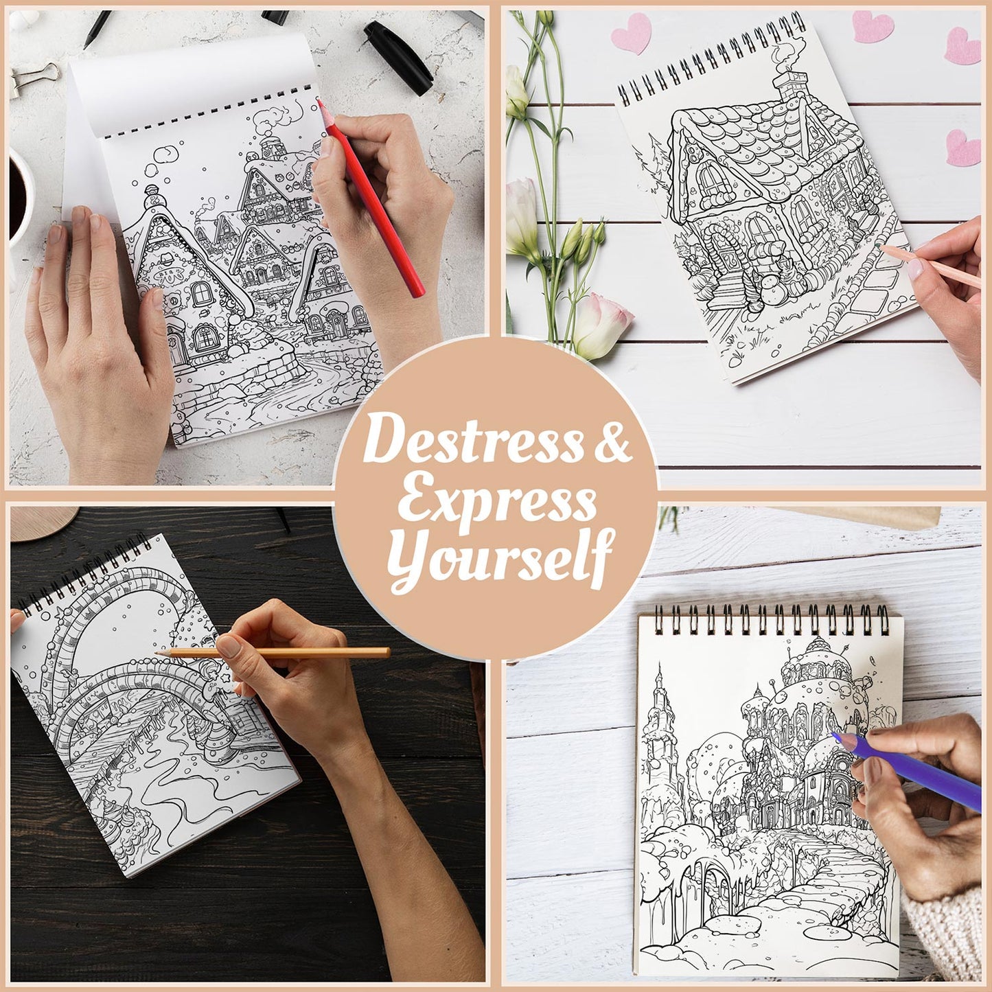 Netecom Candy World Coloring Book Spiral Bound For Adults