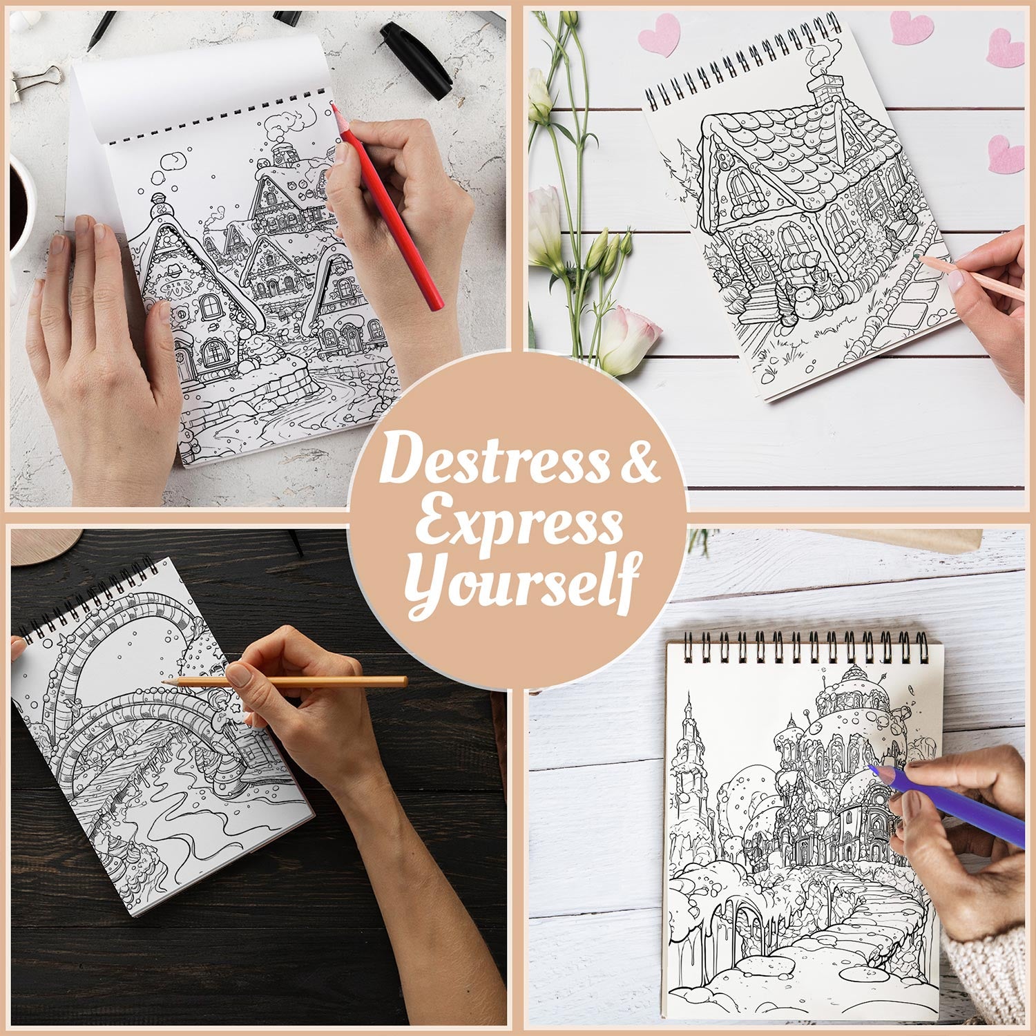 Netecom Candy World Coloring Book Spiral Bound For Adults