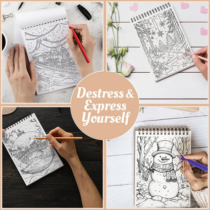 Netecom Enchanted Christmas Coloring Book Spiral Bound For Adults