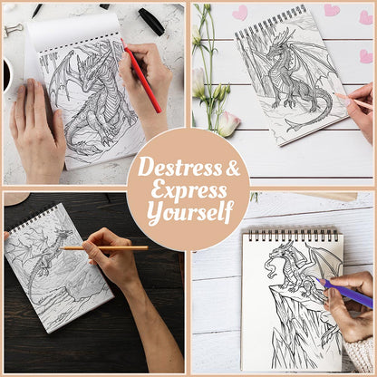 Netecom Frozen Dragon Coloring Book Spiral Bound For Adults