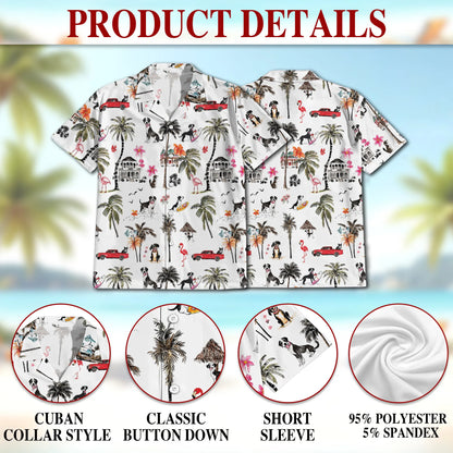 Coconut Rat Terrier Tree Flower Print Hawaii Dog and Owner Matching Button Hawaiian Shirts