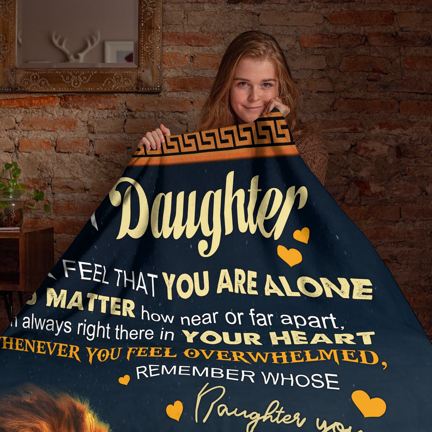 Netecom Personalized Lion To My Daughter Blanket from Dad, Custom Love Letter Throw Blanket for Couch, Bed or Sofa, Ultra Soft Warm Gift for Daughter’s Birthday, Thanksgiving and Christmas