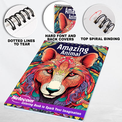 Amazing Animal Spiral Bound Coloring Book: Immerse Yourself in 30 Captivating Coloring Pages, Unveiling the Beauty and Charm of Animals in a Natural Realm