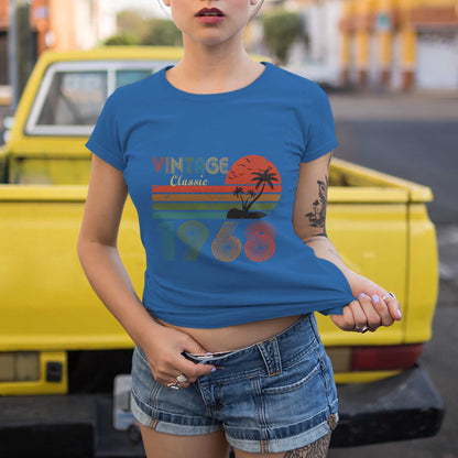 Netecom Vintage 1968 T-Shirt for Women, Classic Retro Birthday Shirt, Stylish 1968 Shirt, Perfect Gift for Retro Lovers