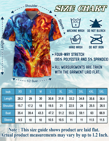 Netecom Matching Fire Dragon Aloha Hawaiian Shirt for Dog and Owner, Aloha Summer Shirt, Dragon Print Outfit for Pet and Human, Beach Vacation Casual Wear