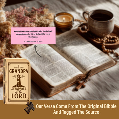 Netecom Bible Verse Box Set for Grandpa – Wooden Scripture Box with 150 Daily Prayer & Scripture Cards, Inspirational Christian Gift