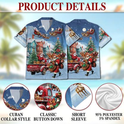 Netecom Santa Claus Christmas Hawaiian Shirt for Men Women, Funny Holiday Button Down Summer Beach Short Sleeve Shirts, S-5XL