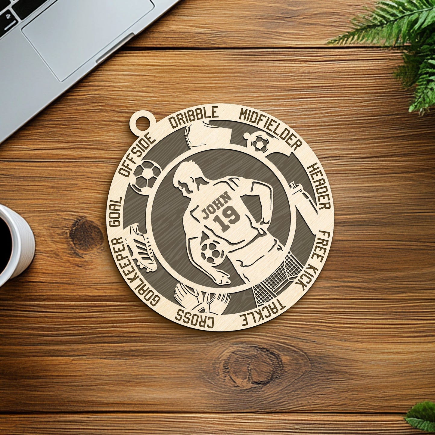 Netecom Personalized Soccer Ornament – Custom Wooden Ornament for Players & Fans – Soccer Terms & Christmas Gift