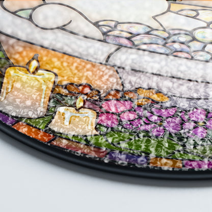 Netecom Charming Ghost in Bathtub Stained Glass Sun Catcher – Quirky Decorative Ornament, Perfect Gift for Fun and Whimsy