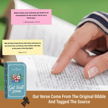 Netecom Bible Verse Box Set – Get Well Soon Wooden Scripture Box with 150 Daily Prayer and Scripture Cards, Inspirational Christian Gift