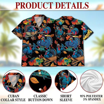 Netecom Happy Turkey Day Hawaiian Shirt for Men Women, Thanksgiving Turkey Music Button Down Summer Beach Shirts, S-5XL