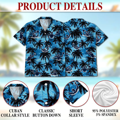 Netecom Water Polo Coconut Tree Hawaiian Shirt for Men Women, Tropical Button Down Summer Beach Short Sleeve Shirts