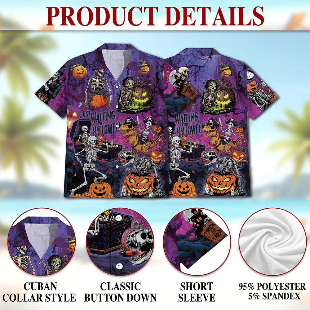 Netecom Halloween You're Already Dead Skeleton Hawaiian Shirt for Men, Horror Button Down Summer Beach Shirts, S-5XL