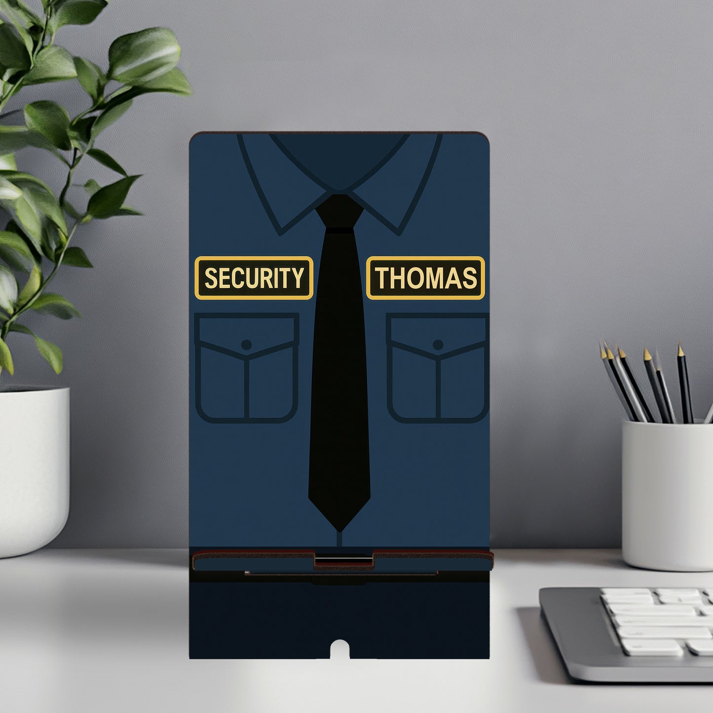 Netecom Personalized Security Phone Stand, Custom Name Option - Ideal Gift for Security Professionals and Office Use, Christmas Gifts