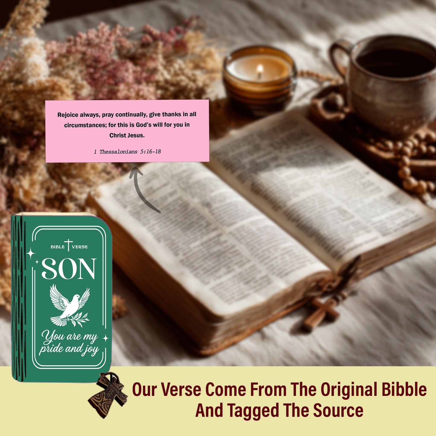 Netecom Bible Verse Box Set for Son, Wooden Scripture Box with 150 Daily Scripture Cards, Faith-Based Christian Gift for Boys and Men
