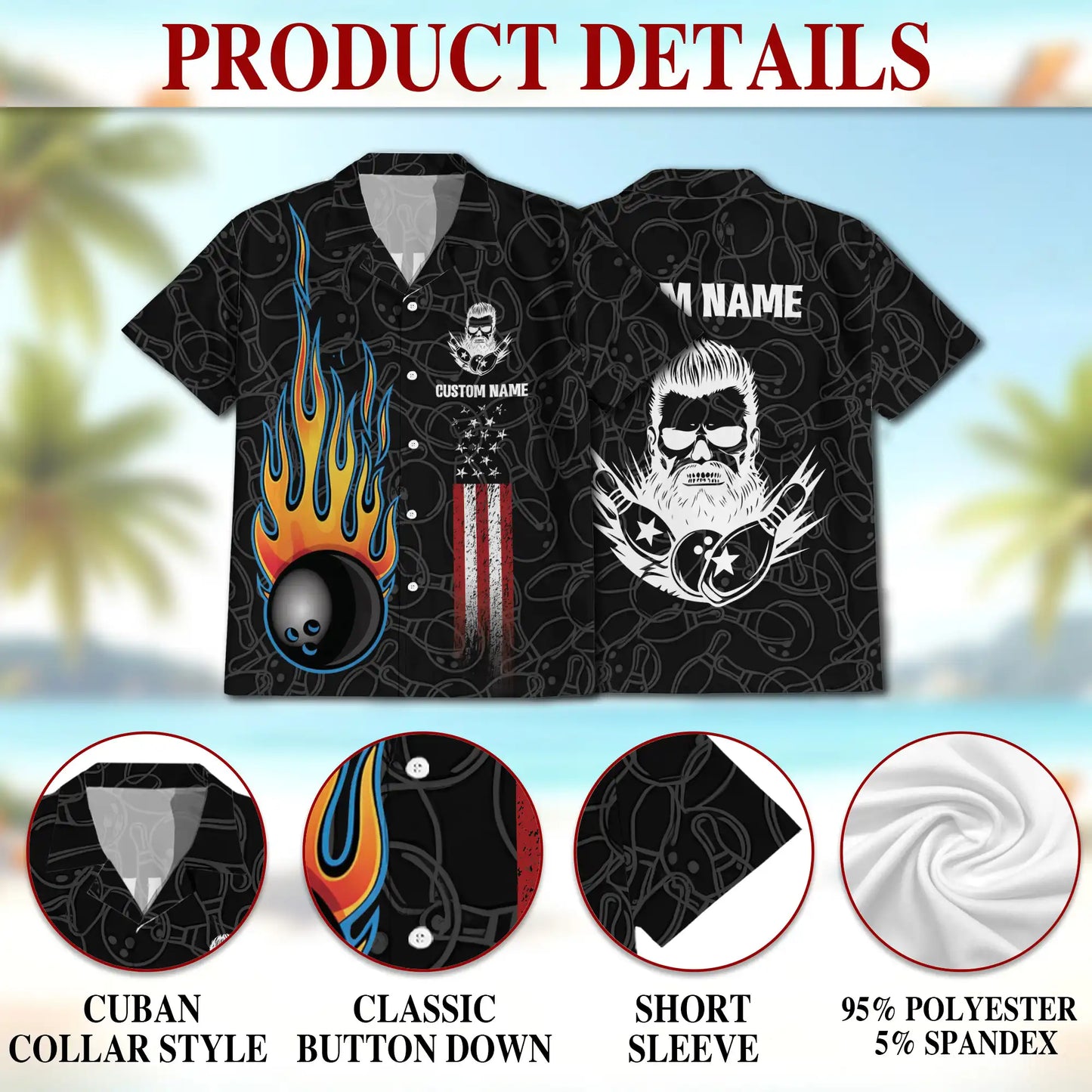 Bowling Hawaiian Shirt for Men – Personalized Patriotic Print| Netecom