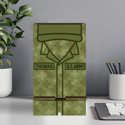 Netecom Custom Army Phone Stand with Personalized Name - Perfect Gift for Military Personnel and Desk Organization